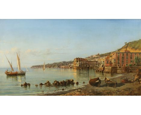Achille Solari (Italian, 1835-1884)The Gulf of Pozzuolioil on canvassigned45 x 81.5cm***CONDITION REPORT***Oil on canvas in g