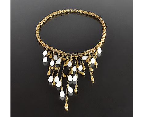Christian Dior-Collier. Geflochtene Kette mit Pendeloques. Bez. Orig. Schachtel