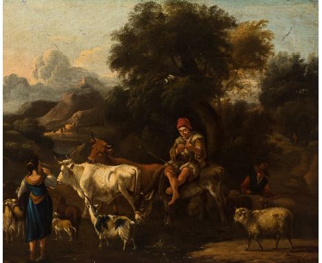 Michiel Carree. 1657 Haag - 1727 Alkmaar. War Schüler von Berchem. 1697 - 1713 Hofmaler in Berlin. Sign. Pastorale. Auf Esel 