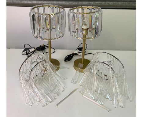 Pair of Lustre Light Shades and Pair of Table Lamps 