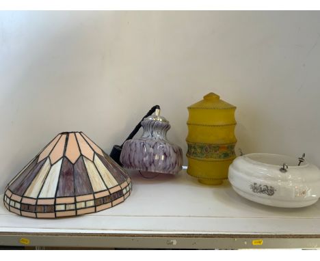 Retro Rise and Fall Light, Tiffany Style Shade and 2x Others 