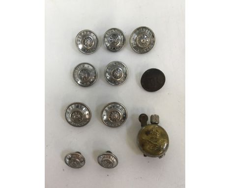 British Rail Buttons and WWII RAF Trench Art Lighter 