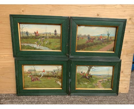 4x Signed Hunting Scene Prints - G D Rowlandson 1861- 1928 
