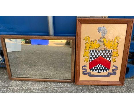 Wood Framed Mirror and Framed Tile 