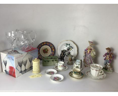 Quantity of Miscellaneous - Figurines, Crystalware etc to include Royal Worcester, Wedgwood and Royal Winton 