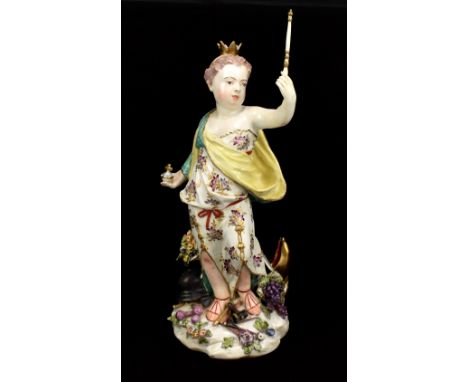 CHELSEA; a large gold anchor period figure of Europe from the 'Four Quarters of the Globe' series circa 1765, modelled as a g