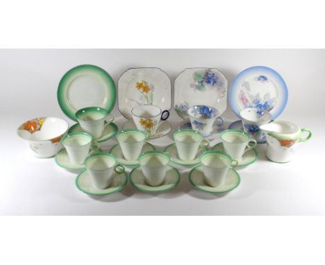 SHELLEY; twenty-eight pieces to include a 'Regent' shape trio pattern number 12323, 'Oxford' trio pattern number 2197, six cu
