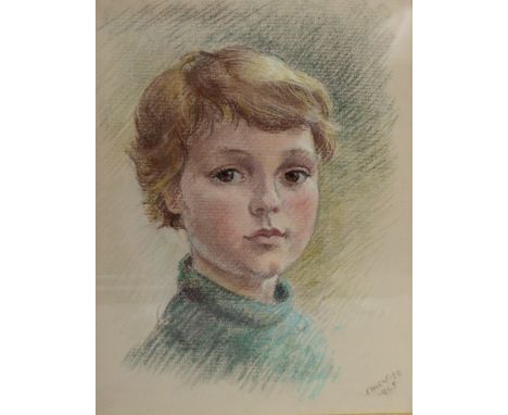 JOHN CHARNSIDE; pastel, portrait study of a child, signed and date 1965, 40 x 30cm, framed and glazed.