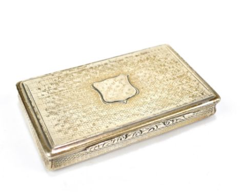 FRANCIS CLARK; an early Victorian hallmarked silver snuff box of rectangular form, Birmingham 1843, approx 2.35ozt (af).Addit