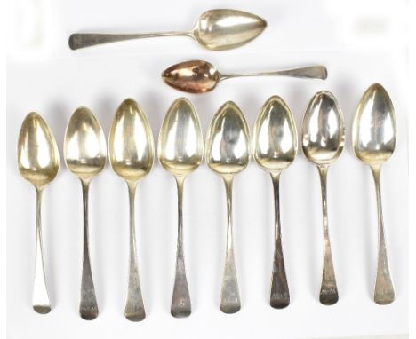 Ten assorted hallmarked silver table and serving spoons, various makers, predominantly George III through to Victorian, vario