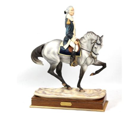 ROYAL WORCESTER; a large limited edition figure, 'Washington', no.28, raised on rosewood brass detailed plinth base, height i