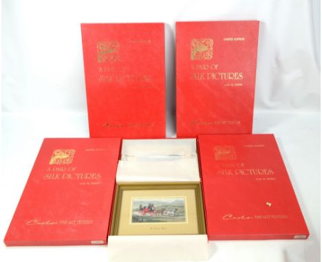 CASH SILKS; five identical cased limited edition pairs of silks after Henry Alken, 'The Four-in-Hand' and 'The Tandem' (5).