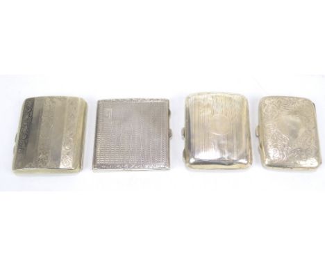 Three hallmarked silver cigarette cases to include a Joseph Gloster Ltd, Birmingham 1942, an E.J Triveitt &amp; Sons, Chester