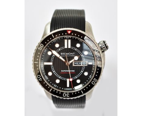 BREMONT; a gentleman's 'Supermarine 2000m-6560ft' wristwatch, the circular dial set with Arabic, baton and dot numerals with 