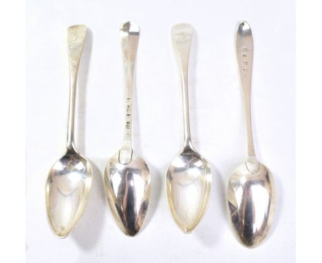 ADAM GRAHAM OF GLASGOW; a set of three circa 1770 table spoons engraved with the initial G to the terminal, stamped twice to 