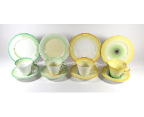 SHELLEY; four Art Deco trios in various patterns including 12171, 12131 etc.Additional InformationOne cup pattern W12475 is b