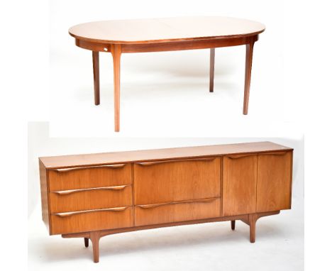 S-FORM; a 1970s teak sideboard, length 198cm and a matching dining table (2).Additional InformationWatermark to top, scuff ma