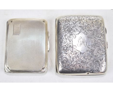 JOSEPH GLOSTER LTD; a George IV hallmarked silver cigarette case with bright cut foliate decoration and initialled 'GM', Birm