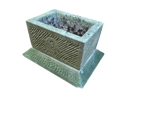Rectangular garden trough and stand and owl and squirrel bird bath (2).