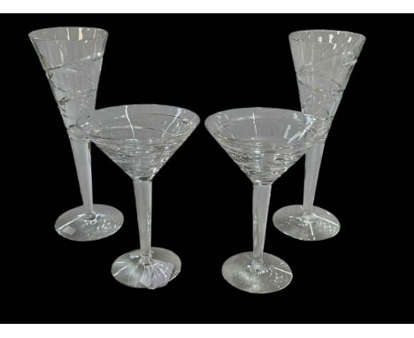 Jasper Conran Stuart crystal pair of cocktail and pair of champagne flutes.
