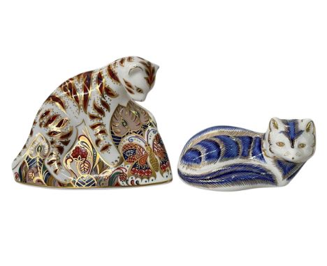 Two Royal Crown Derby paperweights, Bengal Tiger Cub, 10cm and Arctic Fox.