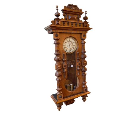 Victorian walnut cased Gustav Becker Vienna double weight wall clock. 