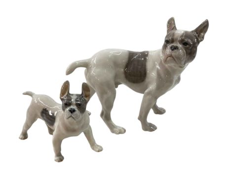 Royal Copenhagen French Bulldogs 1452 and 1457.