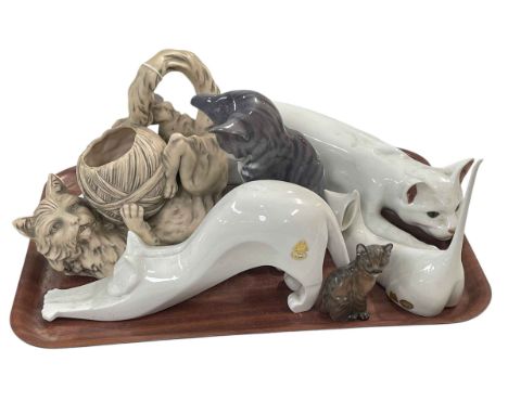 Royal Copenhagen, Royal Dux and other cat figures.