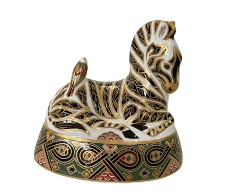 Royal Crown Derby large Zebra paperweight, 14.5cm across.