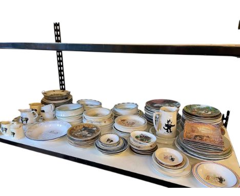 Collection of cat plates, baby plates, Felix the Cat, Manx cat Isle of Man, Carlton ware etc.