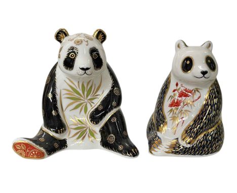 Two Royal Crown Derby paperweights, Giant Panda and Panda, 11cm.