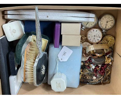Box of jewellery and watches including 9ct gold ring.