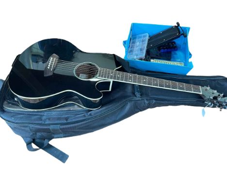 Ibanez semi acoustic guitar, bag and accessories.
