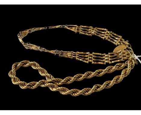 9ct gold gate bracelet and rope twist bracelet (2).