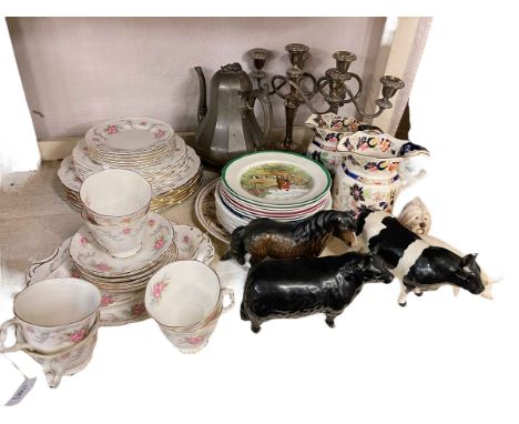 Collection of Beswick figurines, Royal Albert Tranquility, metal wares etc.