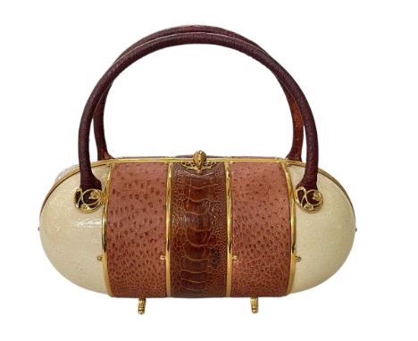 Ornate 'ostrich' egg handbag and purse.