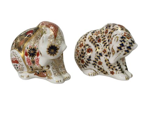 Two Royal Crown Derby paperweights, Russian and Imari bears, 8cm.