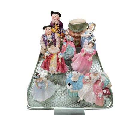 Royal Doulton The Love Letter, five Royal Doulton ladies, Beswick Tony Weller and two Melba toby jugs (9).