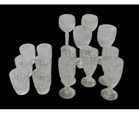 Waterford Colleen six tumblers, pair large wine glasses, pair hock glasses and five champagne flutes.