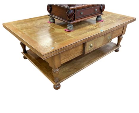 Barker and Stonehouse Flagstone rectangular two-drawer low centre table with undershelf, 46cm x 130cm x 80cm. 