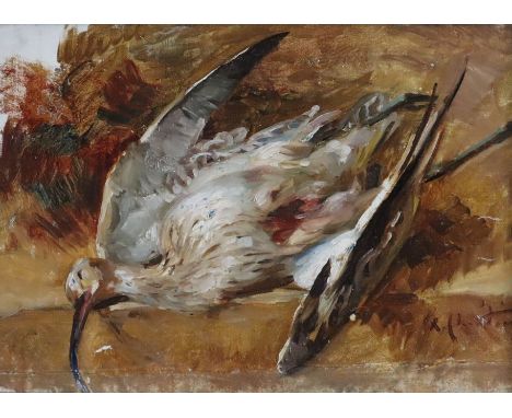 Chrètien, René Louis (1867-1945) - "Stillleben mit Storch", Öl auf Leinwand, unten rechts signiert "R. Chrètien", ca. 23 x 34