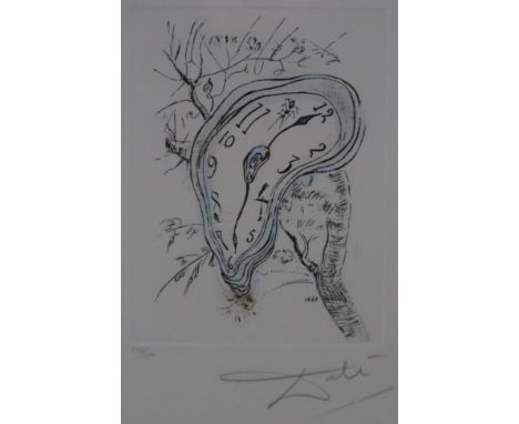 Dalí, Salvador (1904 - Figueras - 1989) - "Melting Clock", Radierung mit Goldauflage auf Büttenpapier, in der Platte datiert 