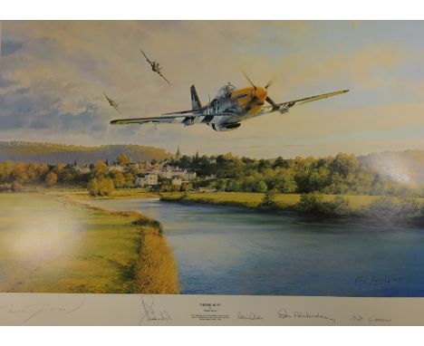 'Home Run' P-51 Mustangs, limited edition print, after Robert Taylor hand signed by various veterans, No. 69 / 1250 with cert