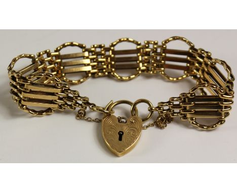 Gold fancy gate bracelet hallmarked 9ct approx 25gm Condition Report Click here for further images, condition, auction times 