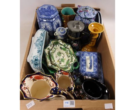 Ringtons tea caddy, Mason's, Copenhagen and other ceramics in one box  Condition Report Click here for further images, condit