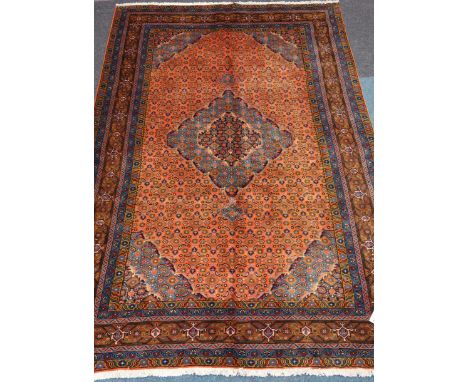Persian Bijar, rust ground rug carpet, 288cm x 190cm Condition Report Click here for further images, condition, auction times