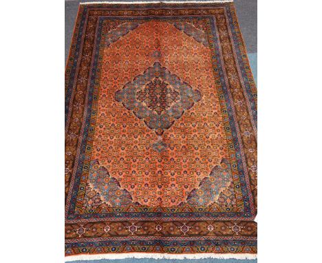 Persian Bijar, rust ground rug carpet, 288cm x 190cm Condition Report Click here for further images, condition, auction times