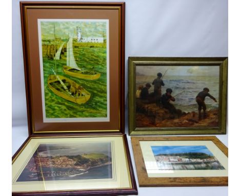 'Sailors Warning', colour print unsigned, Views over Scarborough, pair photographic prints, 'The North and East Ridins of Yor