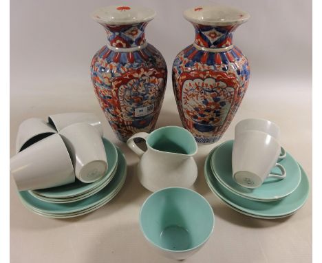 Pair of Imari pattern vases and Poole pottery teaware  Condition Report Click here for further images, condition, auction tim