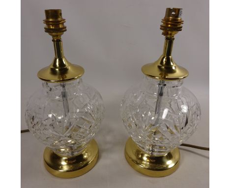 Pair of cut glass and brass table lamps (This item is PAT tested - 5 day warranty from date of sale)  Condition Report Click 